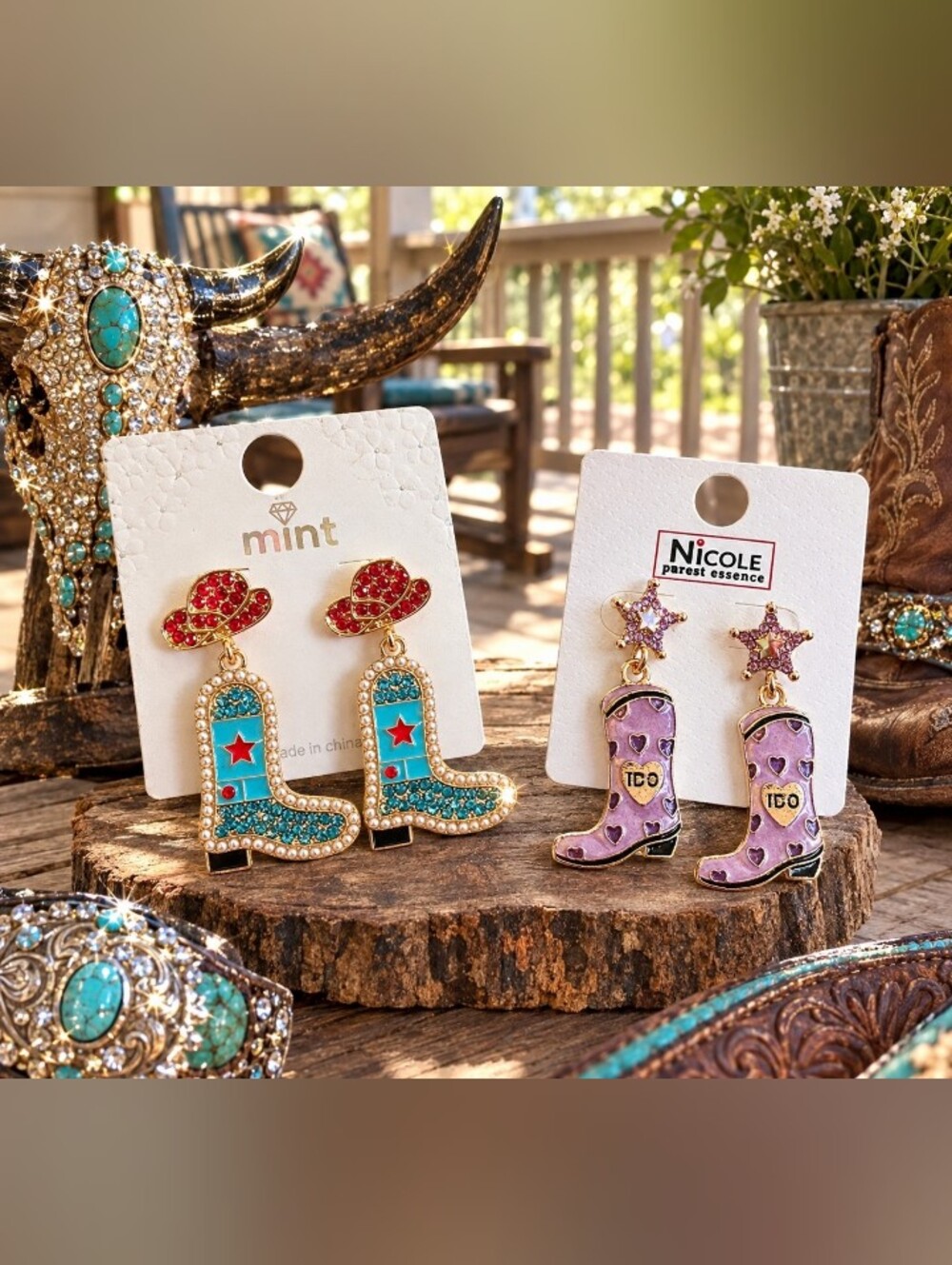 Southwestern Cowboy Boot Nwt 2 Pair Earring Bundle